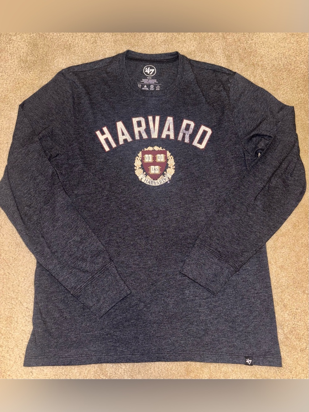 47 Harvard Long-Sleeve Shirt - Charcoal with Crimson Crest